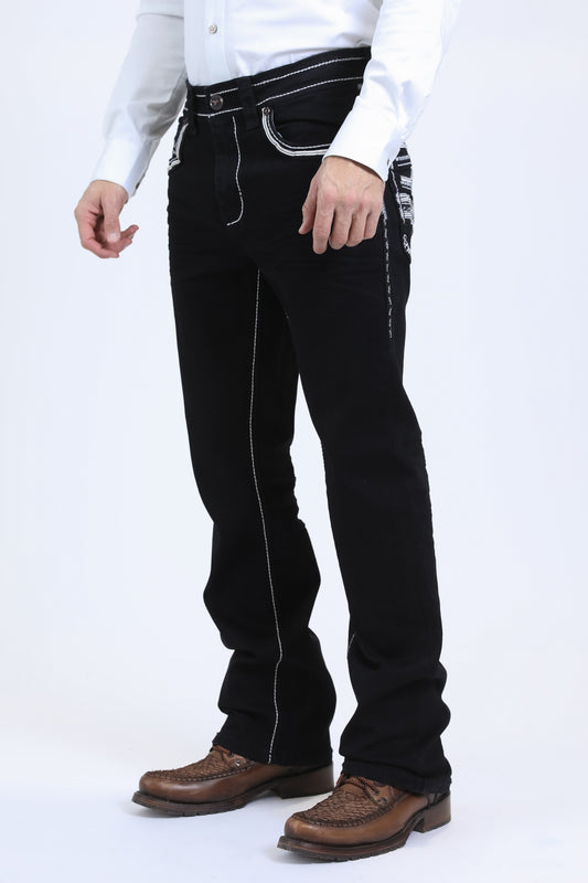 Holt Men's Black Slim Boot Cut Jeans