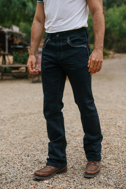 black slim boot cut jean men holt platini