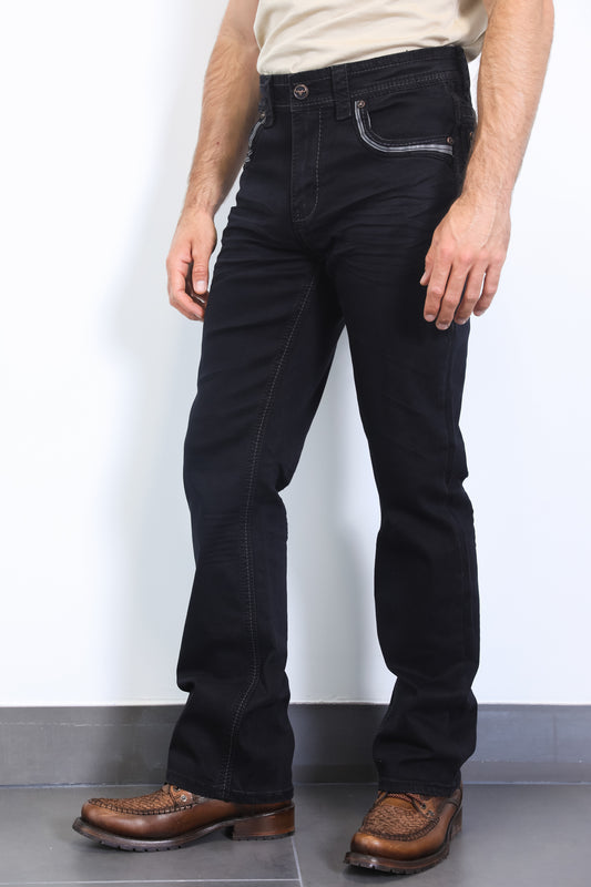 black slim boot cut jean men holt platini side