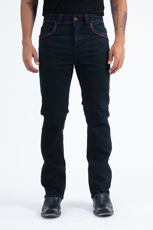 black slim boot cut jean men holt platini 