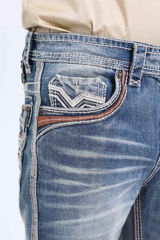 light blue slim boot cut jean men holt platini front pocket