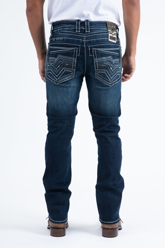 dark denim slim boot cut jeans men holt platini back