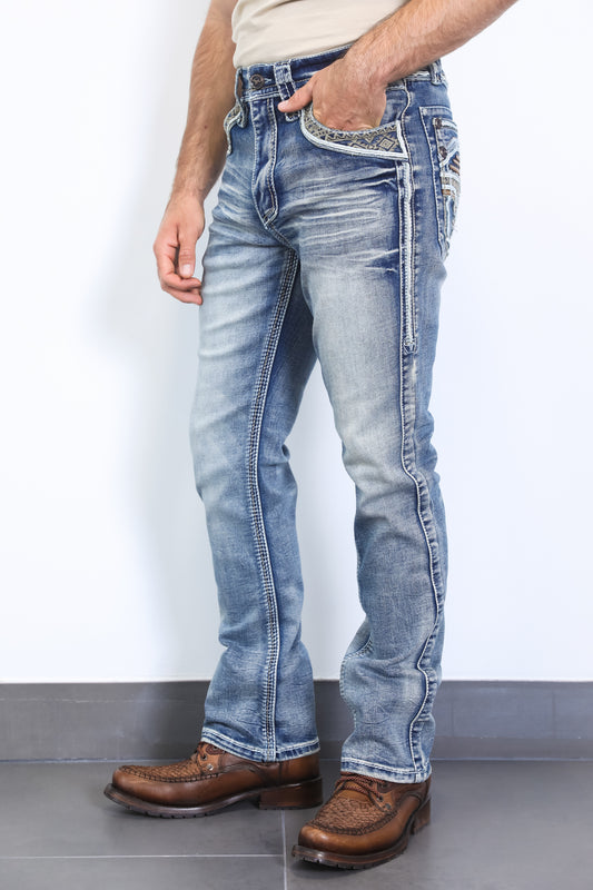 light blue denim holt slim boot cut jean men platini