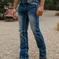 blue slim boot cut jean men holt platini
