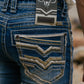 blue slim boot cut jean men holt platini back pocket detail