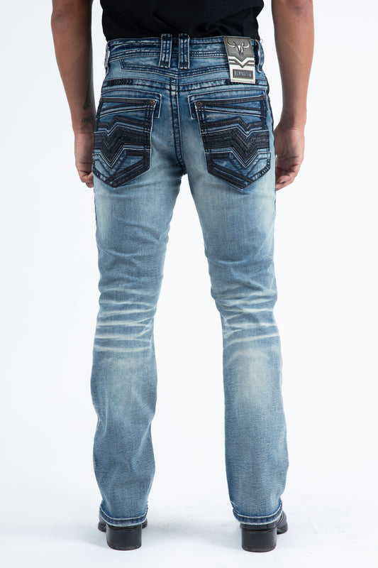 denim blue slim boot cut jean men holt platini back