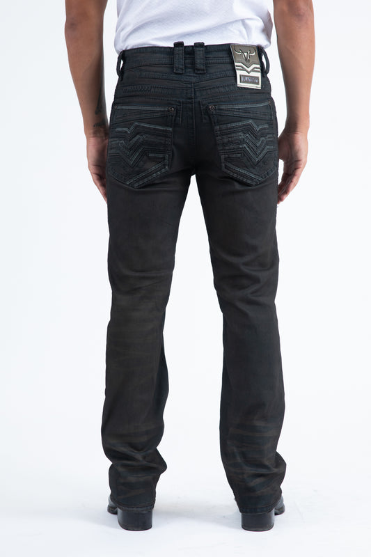 dark stone slim boot cut jeans men holt platini back
