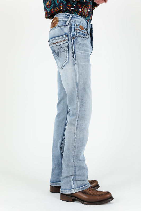 ice wash colt boot cut jean men platini detail