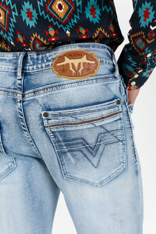 ice wash colt boot cut jean men platini detail-2
