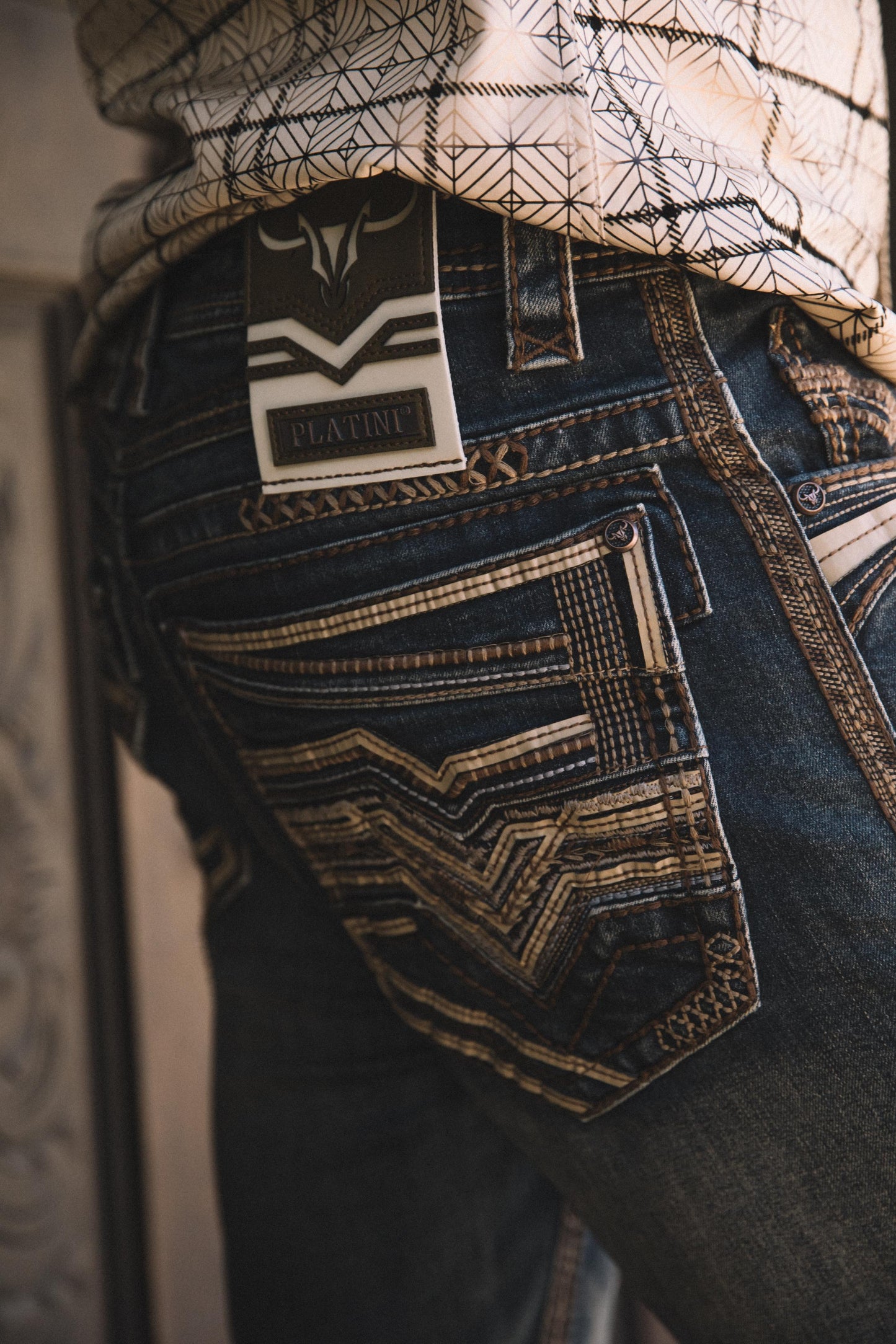 dark stone slim boot cut jean men holt platini back pocket detail