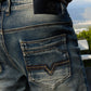 stone wash boot cut jean men holt platini back pocket detail