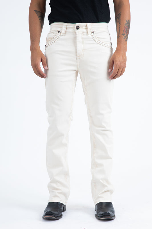 off white slim boot cut jean men holt platini