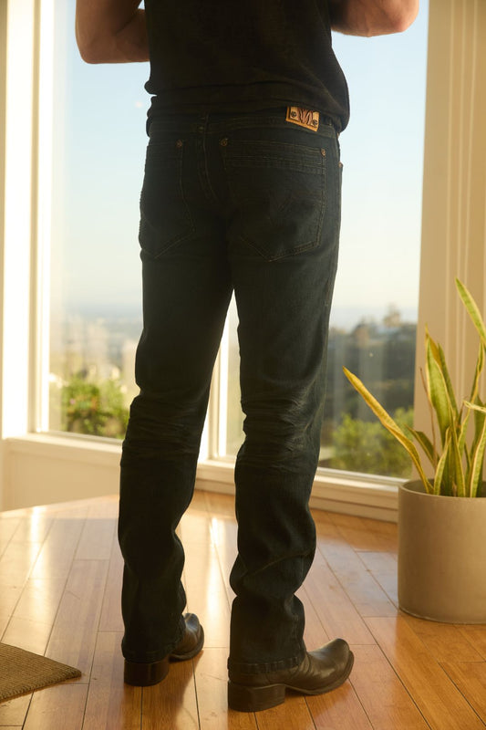 navy slim boot cut jean men holt platini back