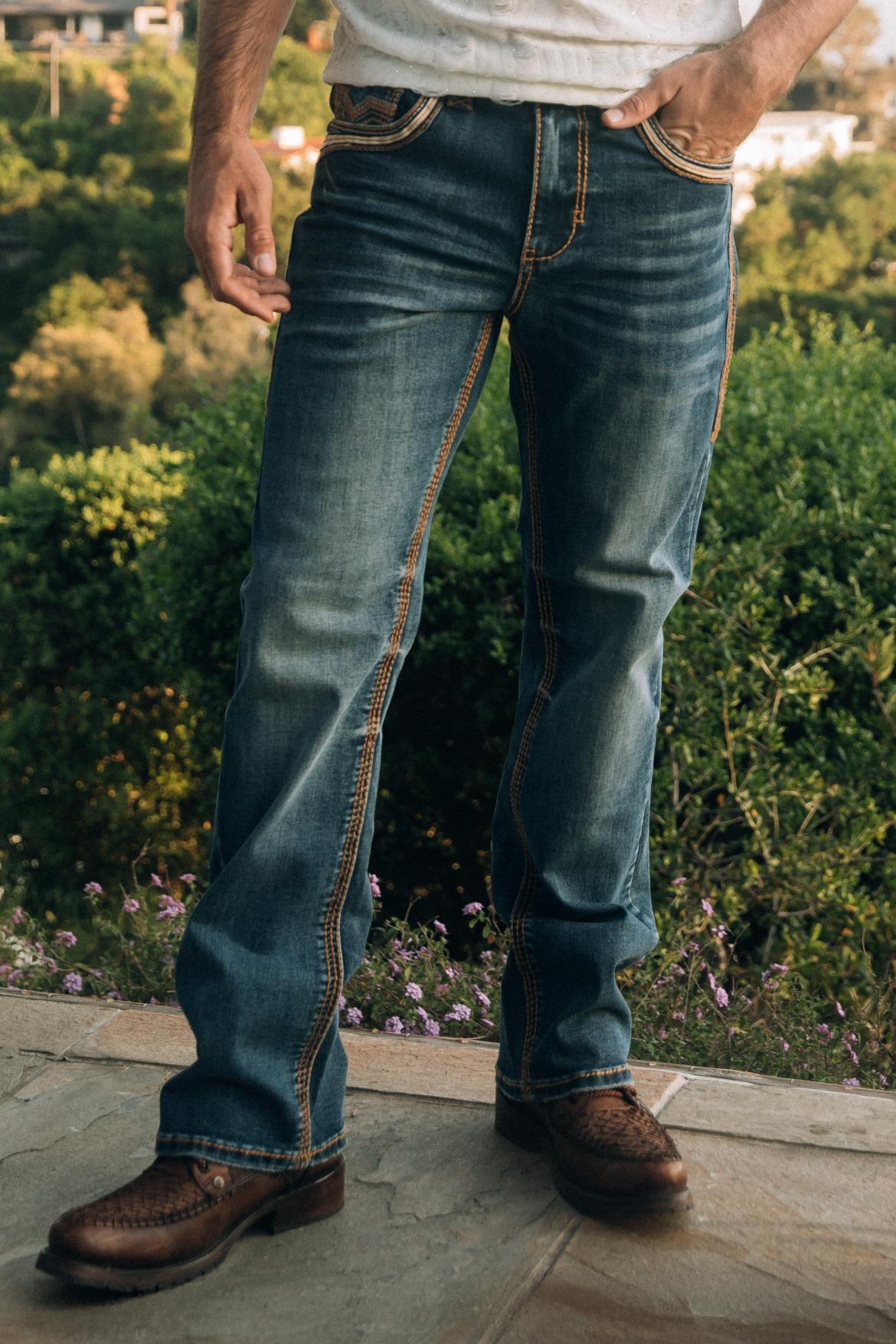 Holt Men's Blue Slim Boot Cut Jeans
