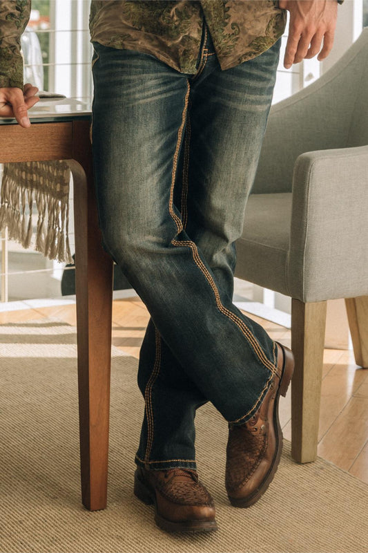 Holt Men's Dark Stone Slim Boot Cut Jeans