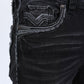 Men with Holt Ridge Chevron Slim Boot Cut Jean - Black, Platini close up front pocket