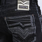 Men with Holt Ridge Chevron Slim Boot Cut Jean - Black, Platini close up stitching pocket