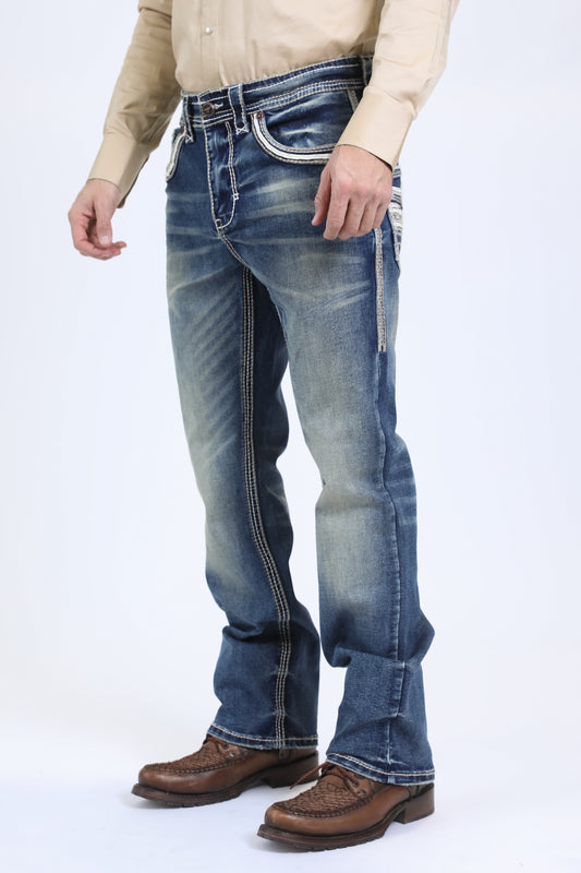 blue denim slim boot cut jean men holt platini side