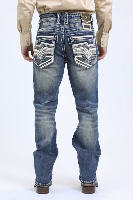 blue denim slim boot cut jean men holt platini back