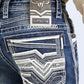 blue denim slim boot cut jean men holt platini close up stitching pocket back