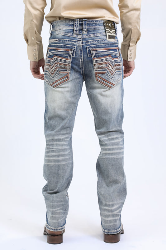 light blue slim bootcut jean men holt ridge chevron platini back