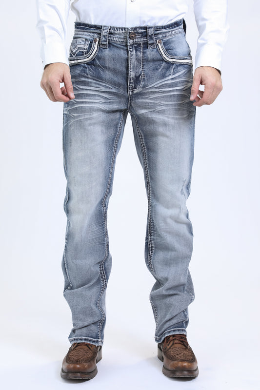 slate grey ridge chevron bootcut jean men platini front