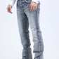 slate grey ridge chevron bootcut jean men platini side