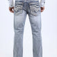 slate grey ridge chevron bootcut jean men platini back