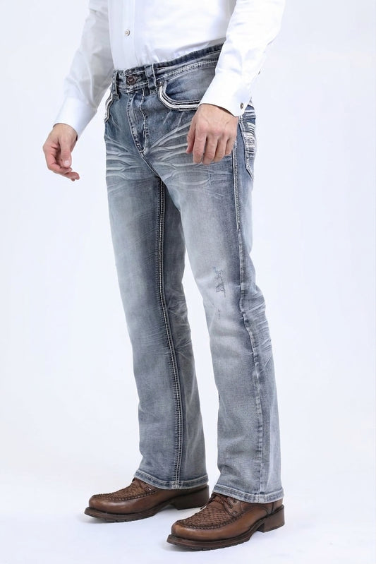 slate grey ridge chevron bootcut jean men platini side