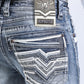 slate grey ridge chevron bootcut jean men platini close up stitching pocket