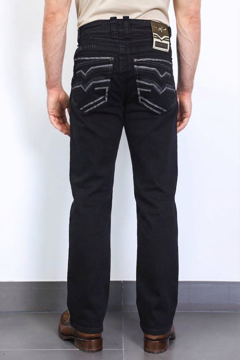 black holt solid wash bootcut jean platini back