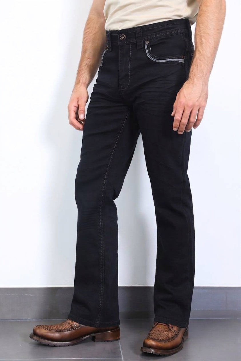 black holt solid wash bootcut jean platini side