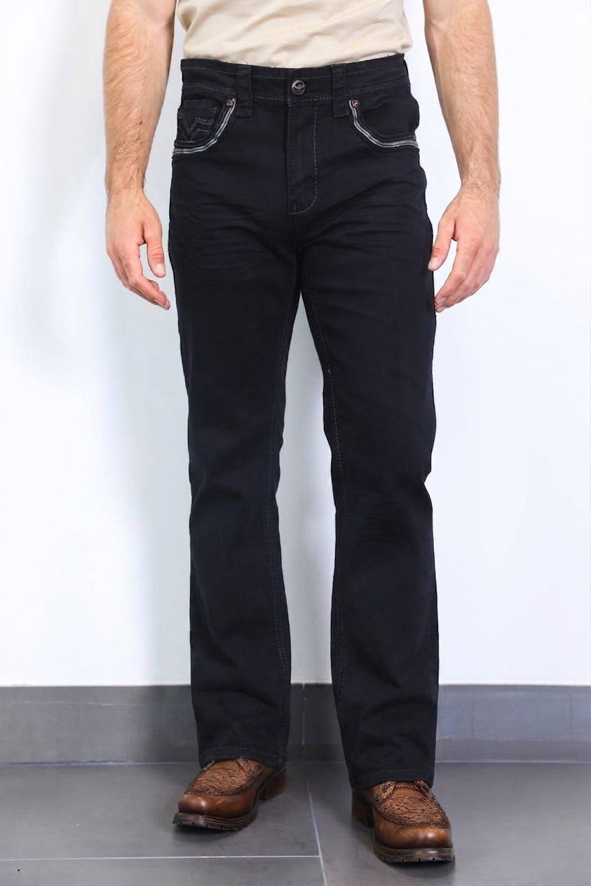 black holt solid wash bootcut jean platini front