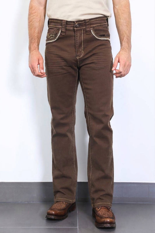 brown holt solid wash bootcut jean platini front