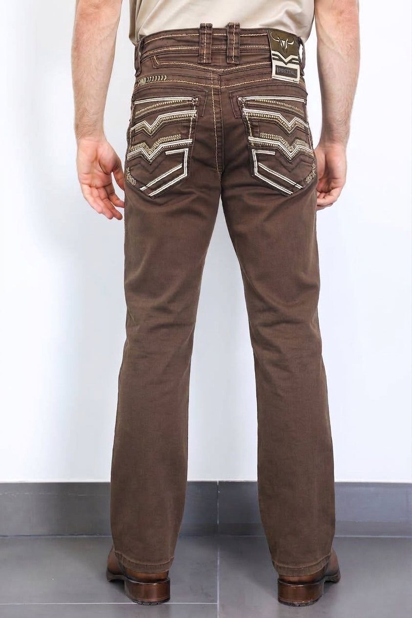 brown holt solid wash bootcut jean platini back