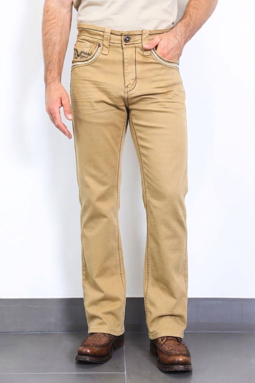 sand holt solid wash bootcut jean platini front