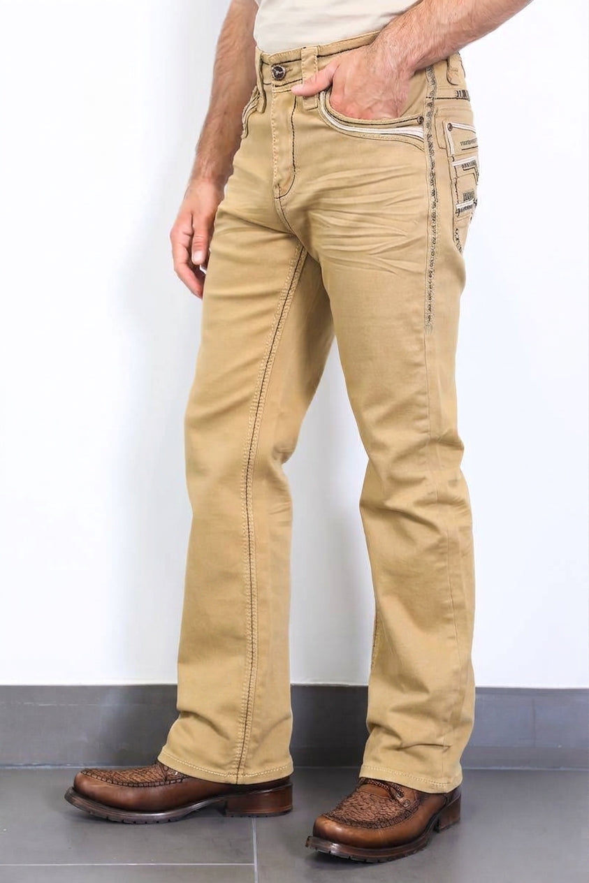 sand holt solid wash bootcut jean platini side