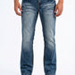 medium blue holt studded chevron bootcut jean men platini front