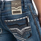 medium blue holt studded chevron bootcut jean men platini detail