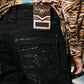 black slim boot cut jean men holt summit chevron platini close up stitching pocket