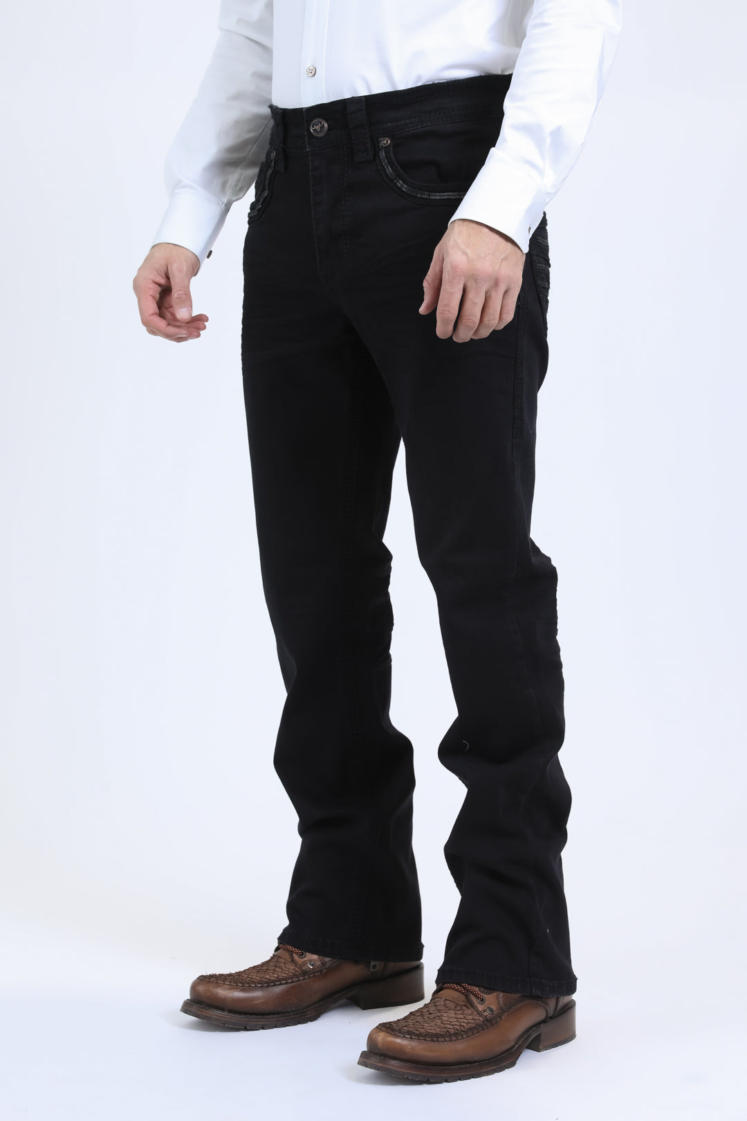 black slim boot cut jean men holt summit chevron platini side