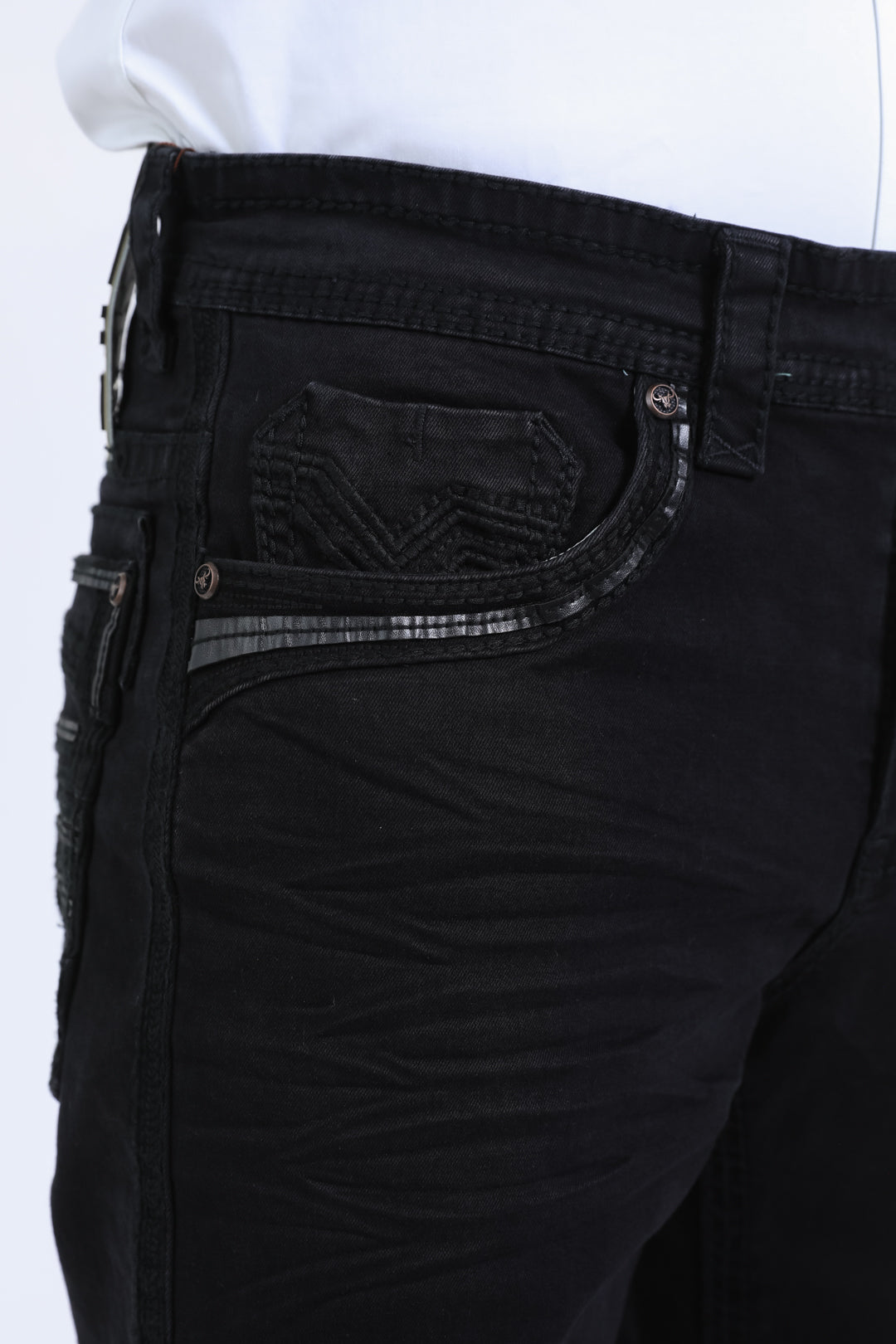 black slim boot cut jean men holt summit chevron platini front pocket