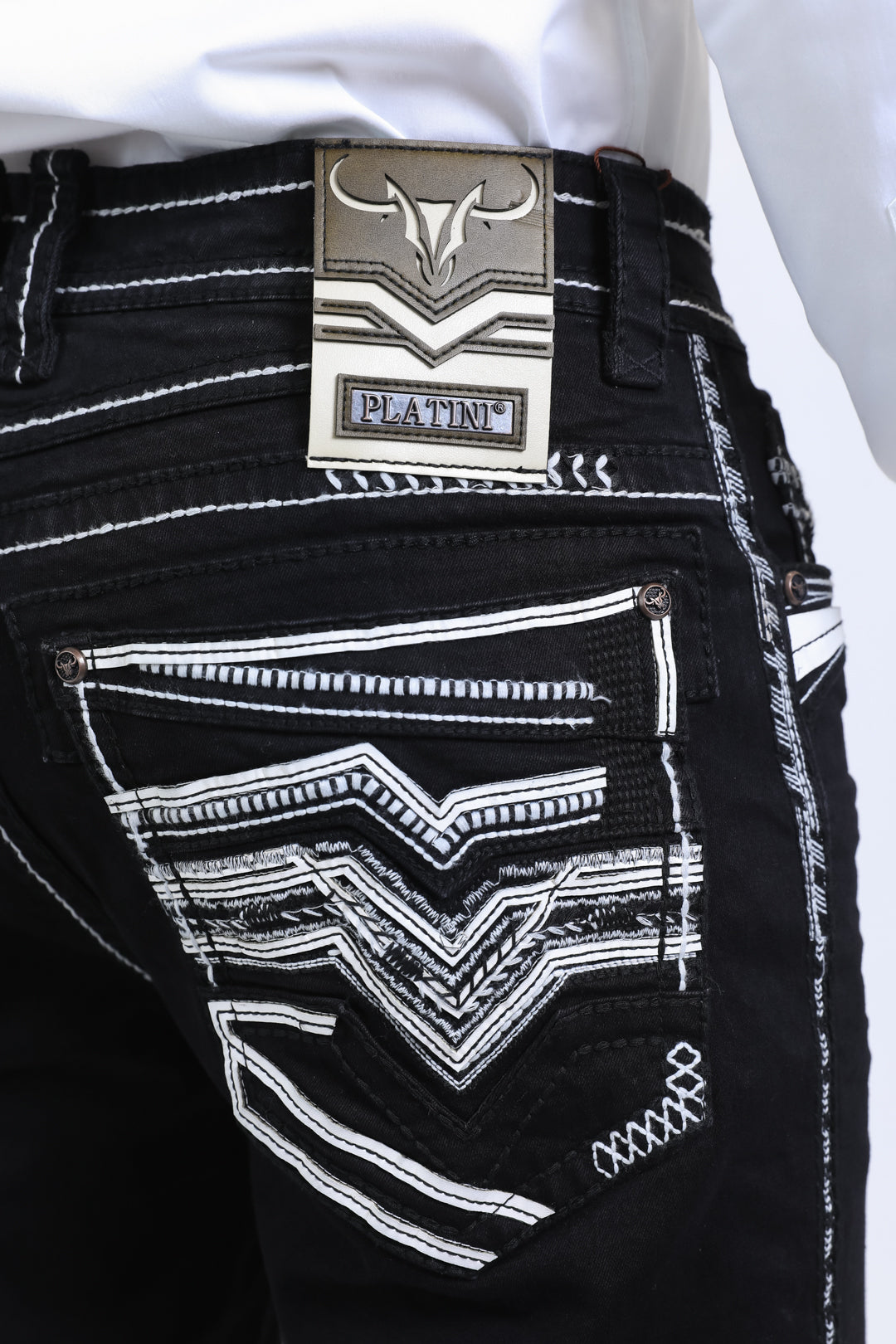 dark night summit chevron bootcut jean men platini back