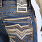 Holt Summit Bootcut Jean - Denim Blue close up stitching pocket Platini