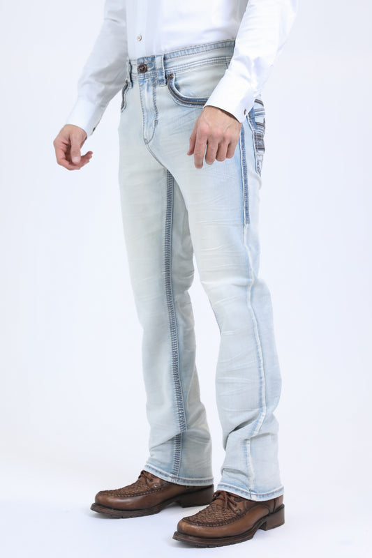 ice wash summit chevron bootcut jean men platini front