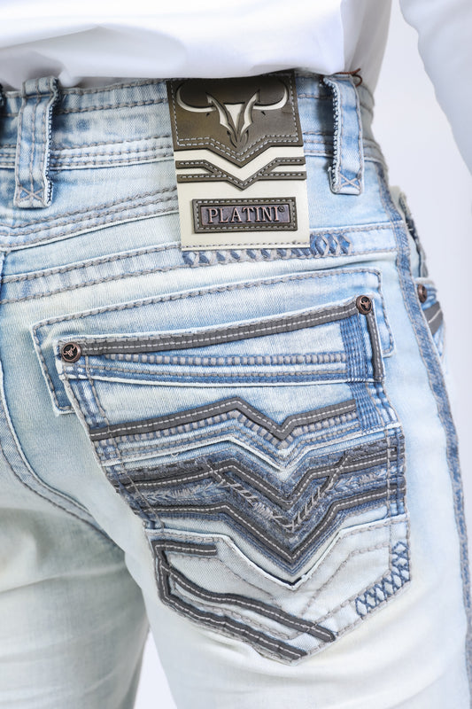 ice wash summit chevron bootcut jean men platini back pocket