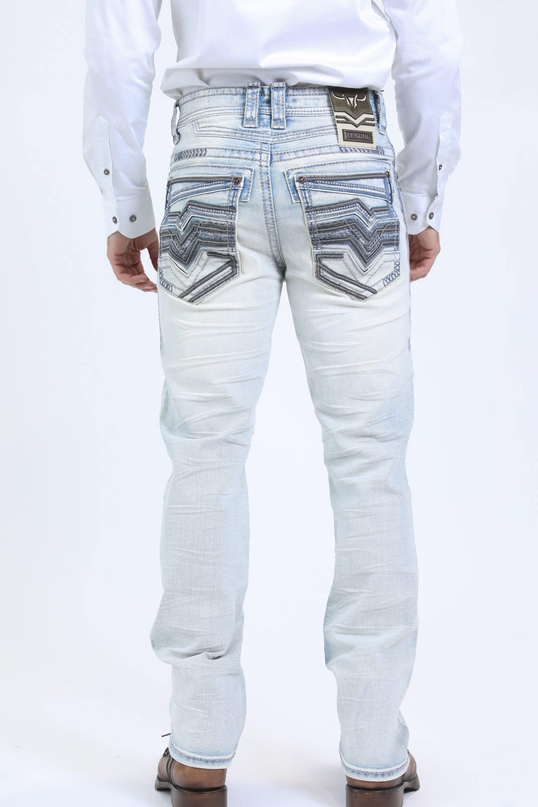 ice wash summit chevron bootcut jean men platini back