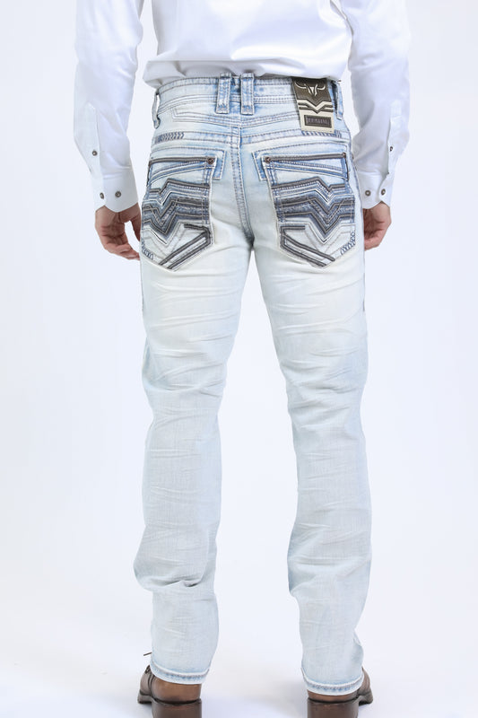 ice wash summit chevron bootcut jean men platini back