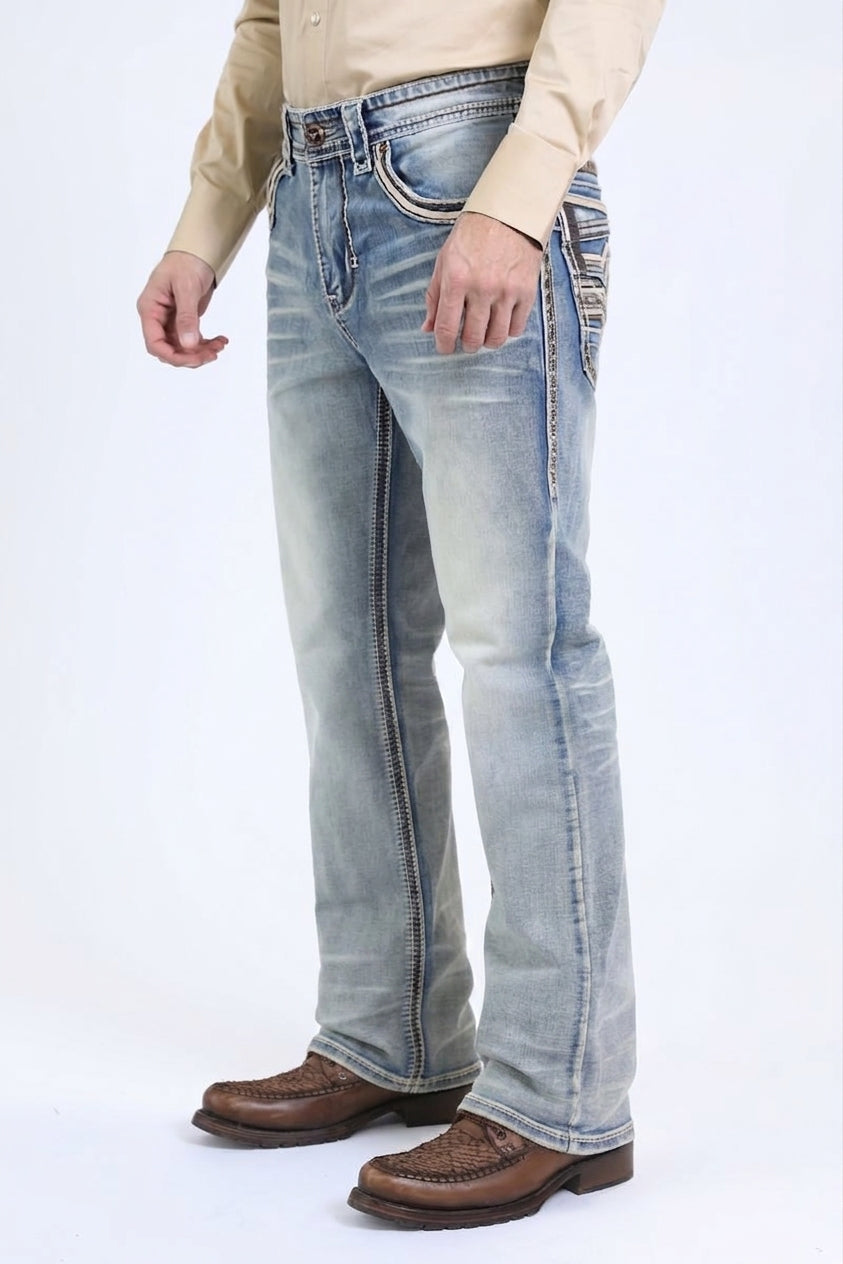 Holt Summit Chevron Slim Boot Cut Jean - Light Blue, Platini side