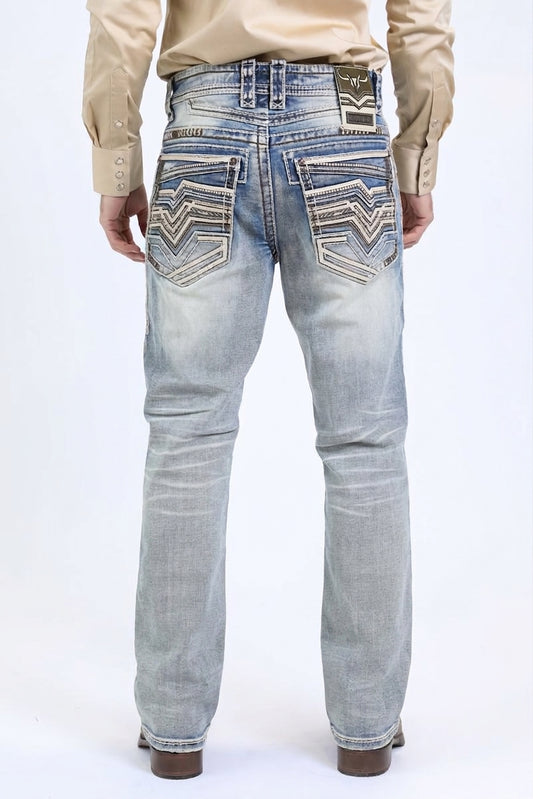 Holt Summit Chevron Slim Boot Cut Jean - Light Blue, Platini back